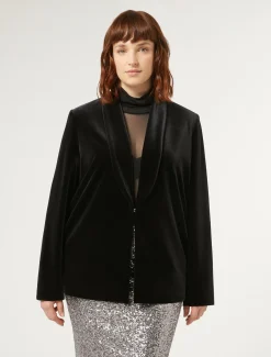 Marina Rinaldi Blazer en chenille stretch NOIR Outlet