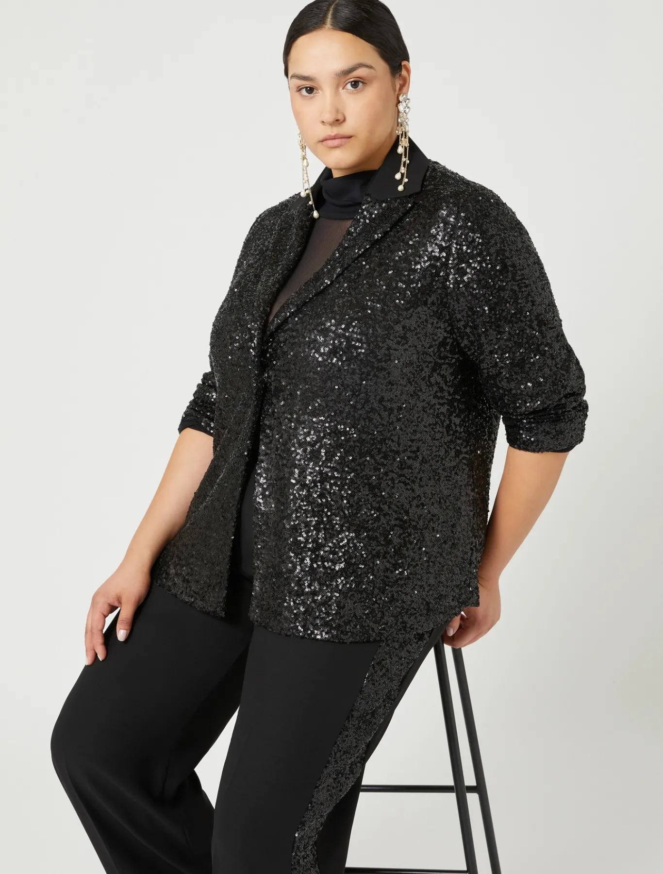 Marina Rinaldi Blazer en tissu technique et paillettes NOIR Online