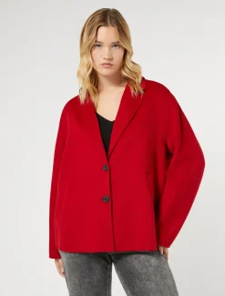 Marina Rinaldi Caban en double laine ROUGE Hot