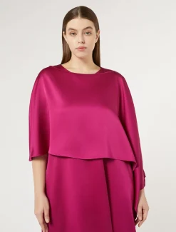 Marina Rinaldi Cape en crêpe envers satin FRAMBOISE Fashion