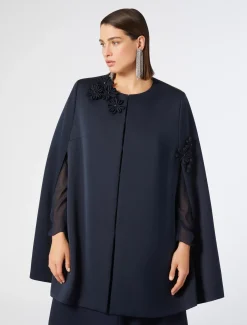 Marina Rinaldi Cape en duchesse avec broderie BLEUNUIT Best
