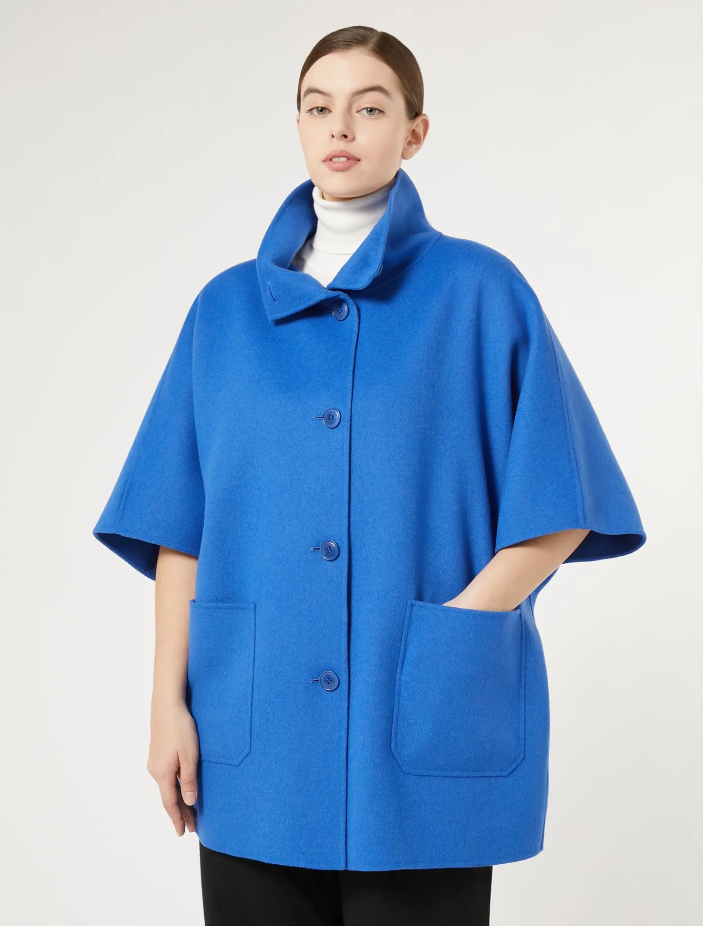 Marina Rinaldi Cape en laine double mélangée BLEU Sale
