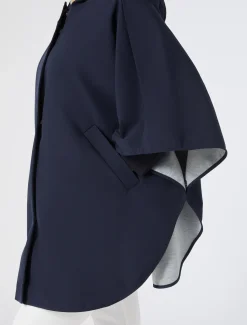 Marina Rinaldi Cape en toile et jersey mélangés BLEUNUIT Fashion