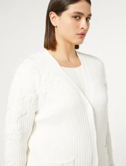 Marina Rinaldi Cardigan en coton avec broderies BLANCNEUTRE Sale