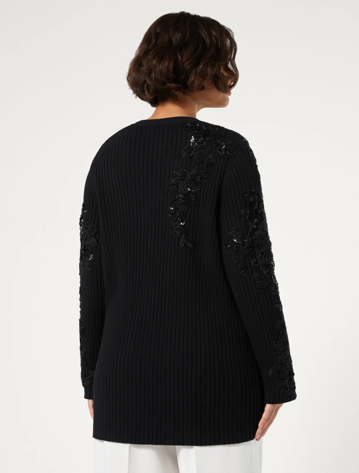 Marina Rinaldi Cardigan en coton avec broderies NOIR Discount