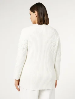 Marina Rinaldi Cardigan en coton avec broderies BLANCNEUTRE Sale