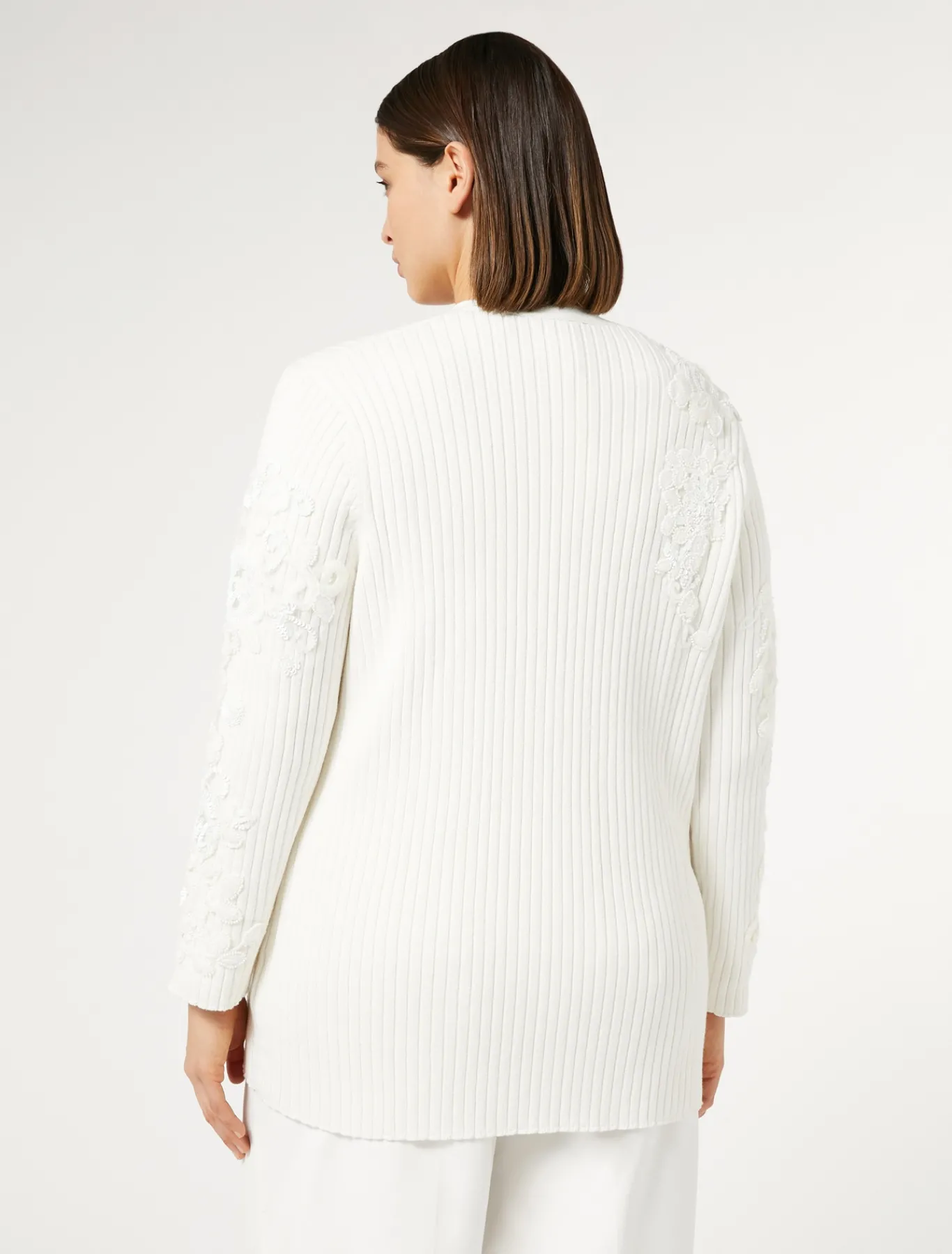 Marina Rinaldi Cardigan en coton avec broderies BLANCNEUTRE Sale