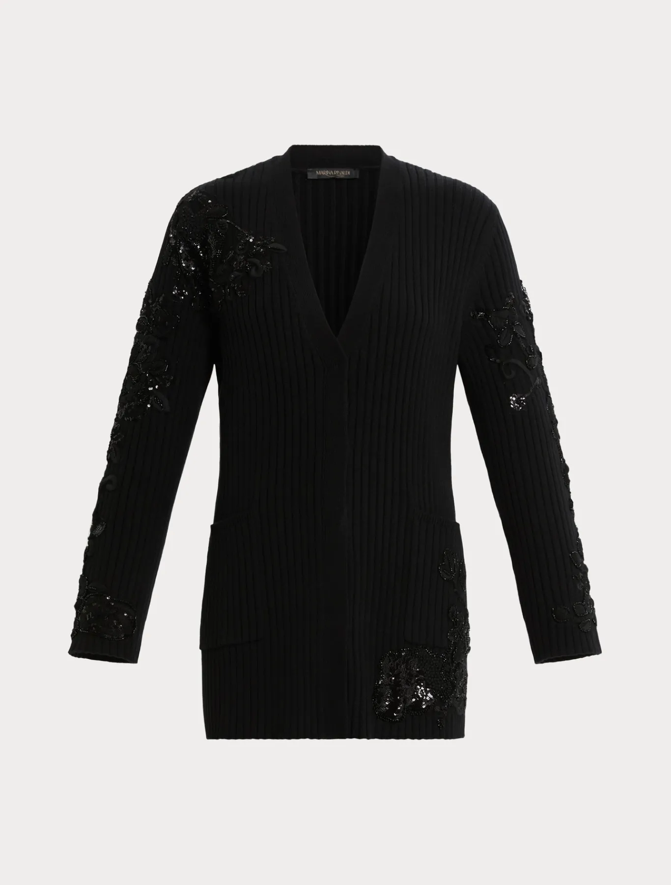 Marina Rinaldi Cardigan en coton avec broderies NOIR Discount