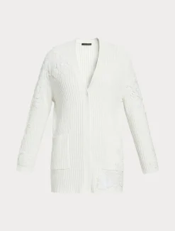Marina Rinaldi Cardigan en coton avec broderies BLANCNEUTRE Sale