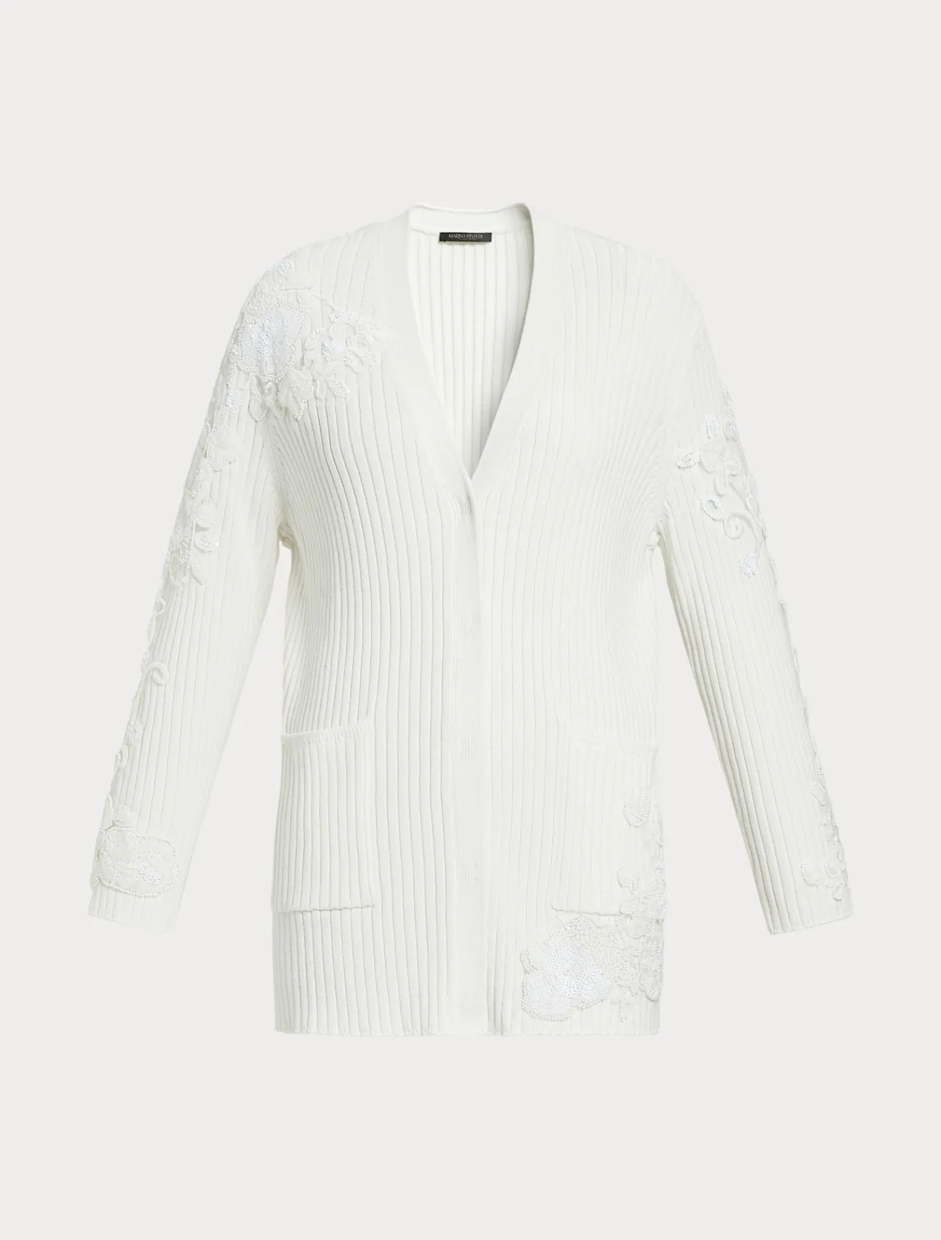 Marina Rinaldi Cardigan en coton avec broderies BLANCNEUTRE Sale