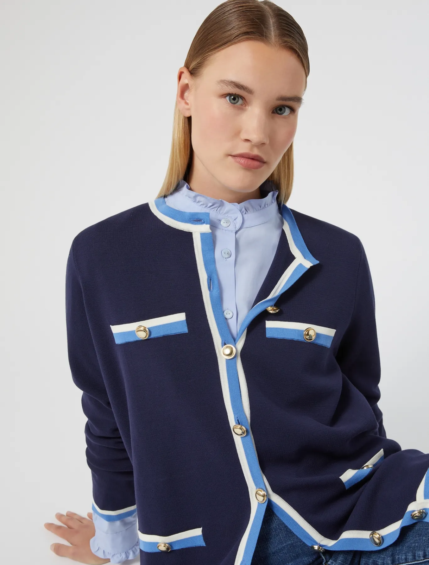 Marina Rinaldi Cardigan en coton modal BLEU Hot
