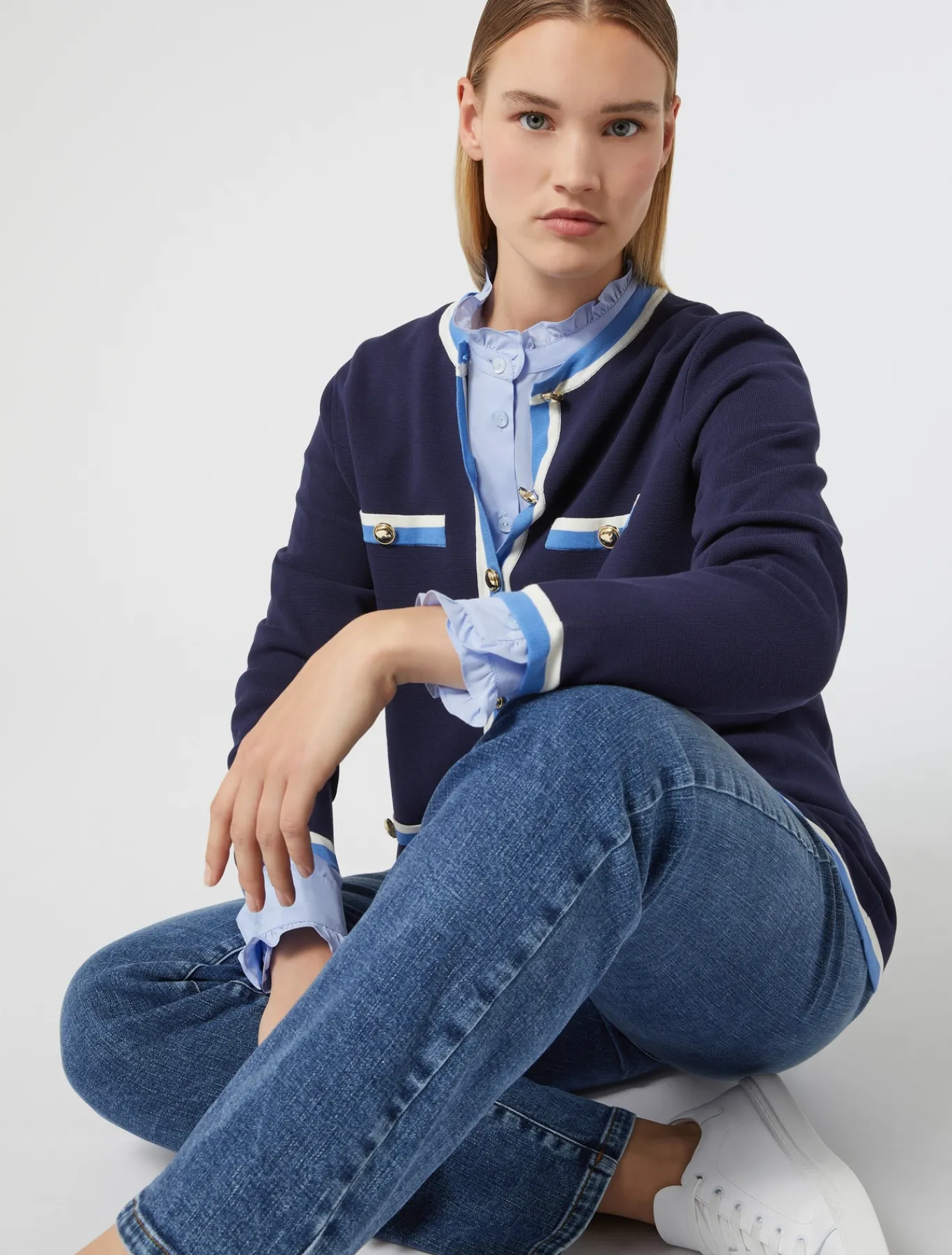 Marina Rinaldi Cardigan en coton modal BLEU Hot