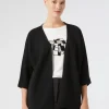 Marina Rinaldi Cardigan en crêpe de coton NOIR Outlet