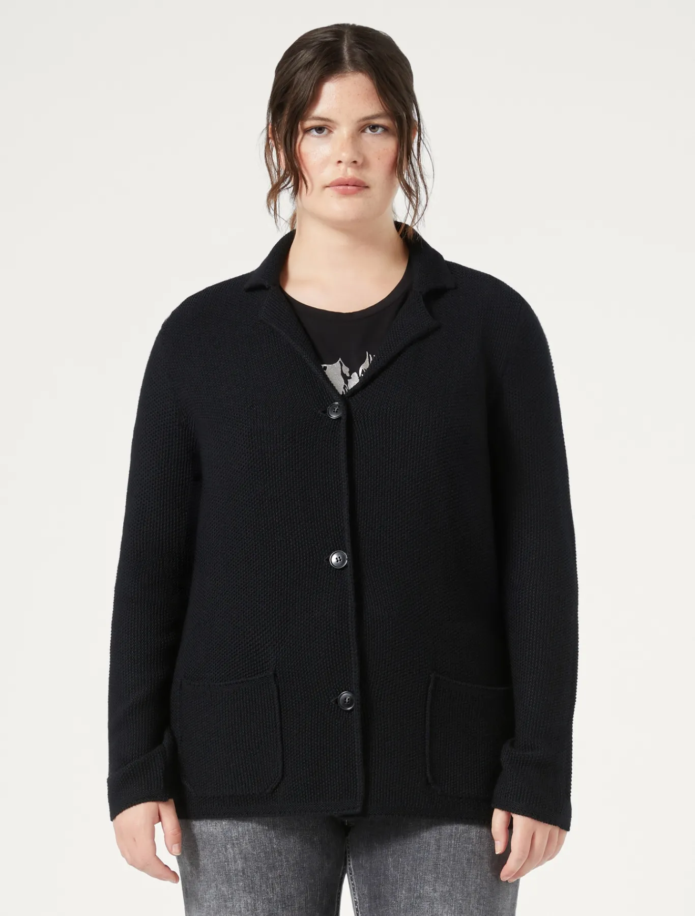 Marina Rinaldi Cardigan en fil de maille et laine NOIR Sale