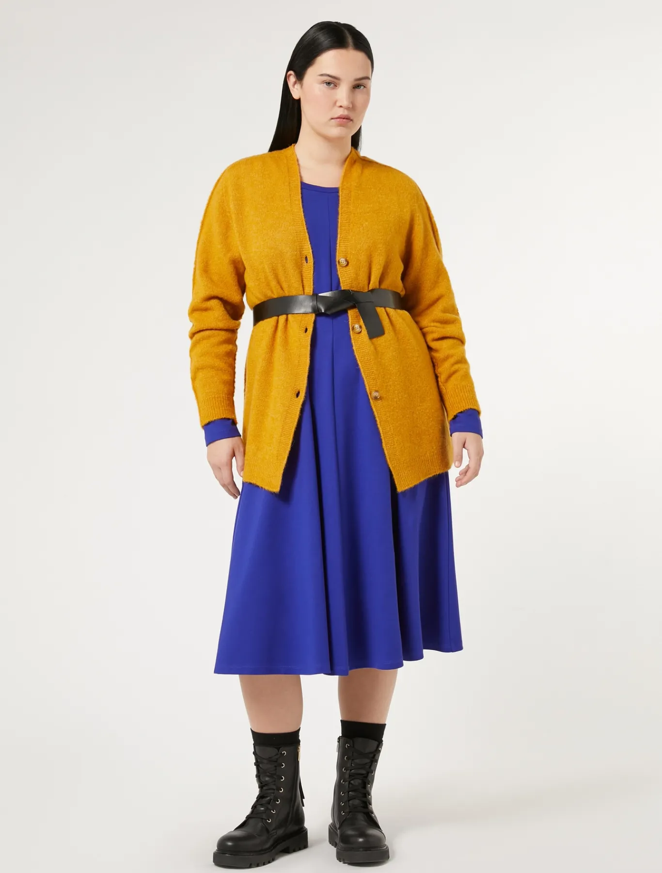 Marina Rinaldi Cardigan en laine doule MOUTARDE Best