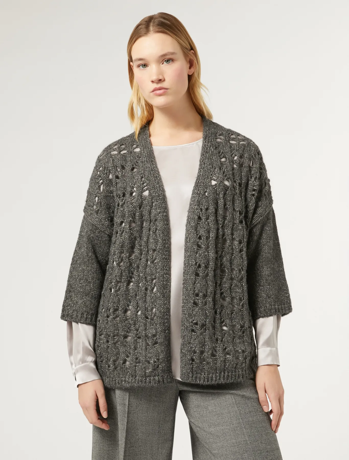 Marina Rinaldi Cardigan en laine et lurex GRISFONCE Clearance