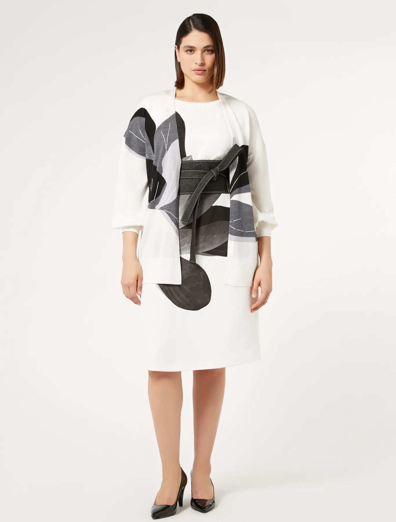 Marina Rinaldi Cardigan en laine et soie mélangées BLANC Outlet