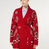 Marina Rinaldi Cardigan en laine jacquard mélangée ROUGE Discount
