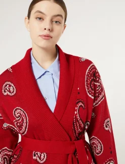 Marina Rinaldi Cardigan en laine jacquard mélangée ROUGE Discount