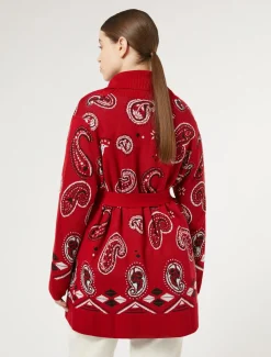 Marina Rinaldi Cardigan en laine jacquard mélangée ROUGE Discount