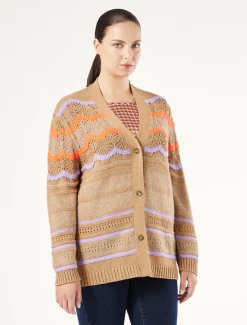 Marina Rinaldi Cardigan en laine mélangée NOISETTE Sale