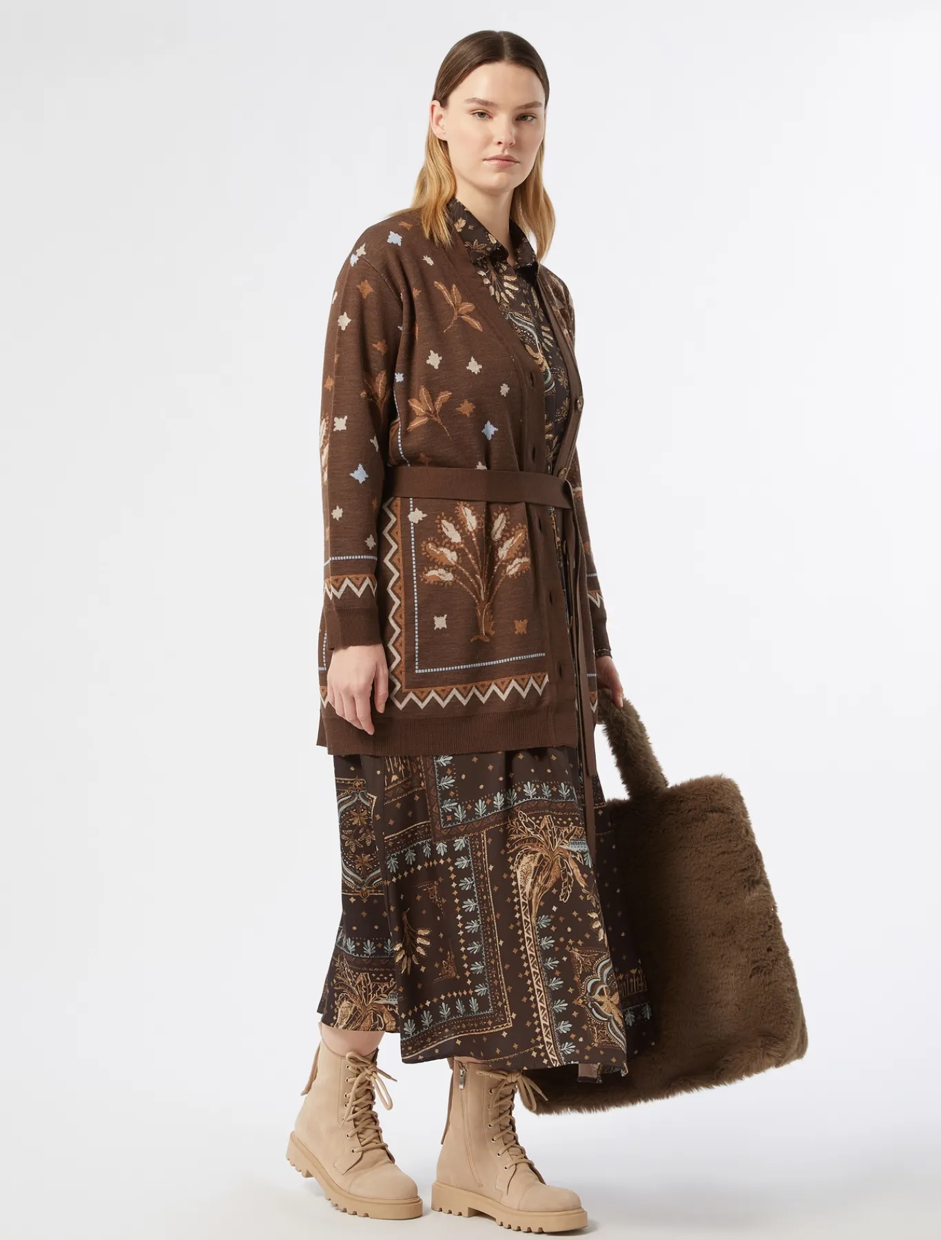 Marina Rinaldi Cardigan en laine mélangée BRUN Clearance