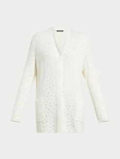 Marina Rinaldi Cardigan en laine mélangée avec strass BLANC Hot