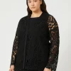 Marina Rinaldi Cardigan en maille avec broderie NOIR Discount