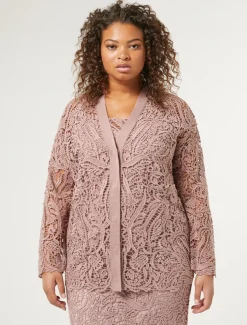 Marina Rinaldi Cardigan en maille avec broderie POUDRE Clearance