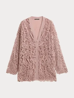 Marina Rinaldi Cardigan en maille avec broderie POUDRE Clearance