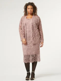 Marina Rinaldi Cardigan en maille avec broderie POUDRE Clearance