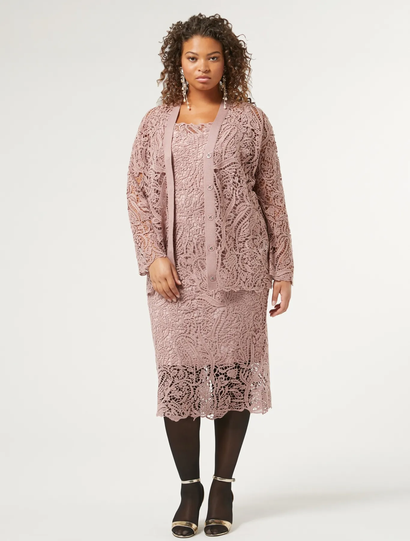 Marina Rinaldi Cardigan en maille avec broderie POUDRE Clearance
