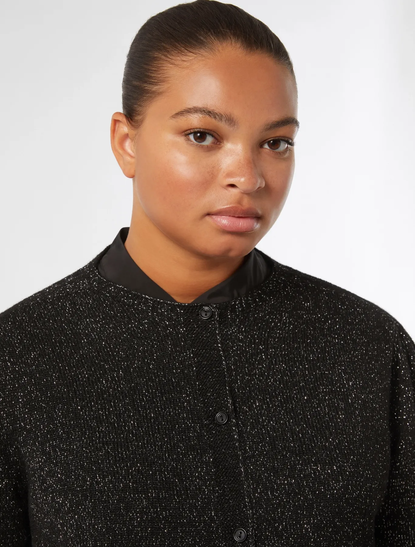 Marina Rinaldi Cardigan en mélange de laine et lurex NOIR Clearance
