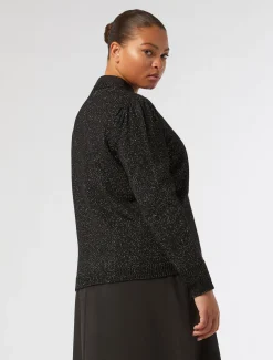 Marina Rinaldi Cardigan en mélange de laine et lurex NOIR Clearance