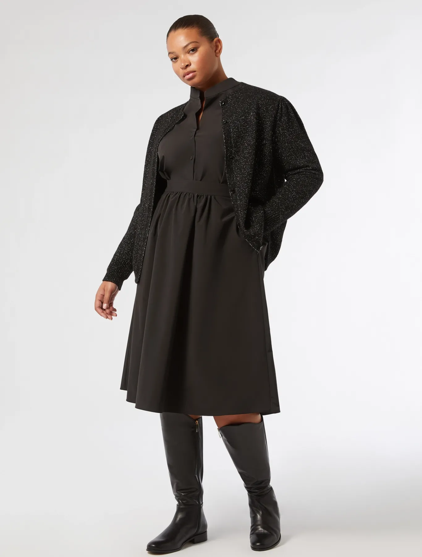 Marina Rinaldi Cardigan en mélange de laine et lurex NOIR Clearance