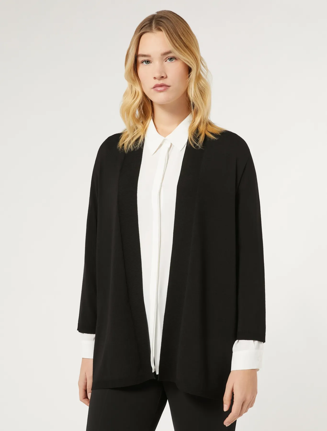 Marina Rinaldi Cardigan en viscose stretch crêpe NOIR Outlet