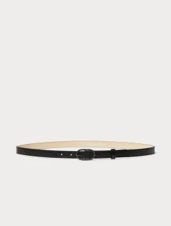 Marina Rinaldi Ceinture en cuir à imprimé animalier NOIR Discount
