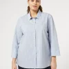 Marina Rinaldi Chemise en coton mélangé teint en fil GRISBLEU Discount