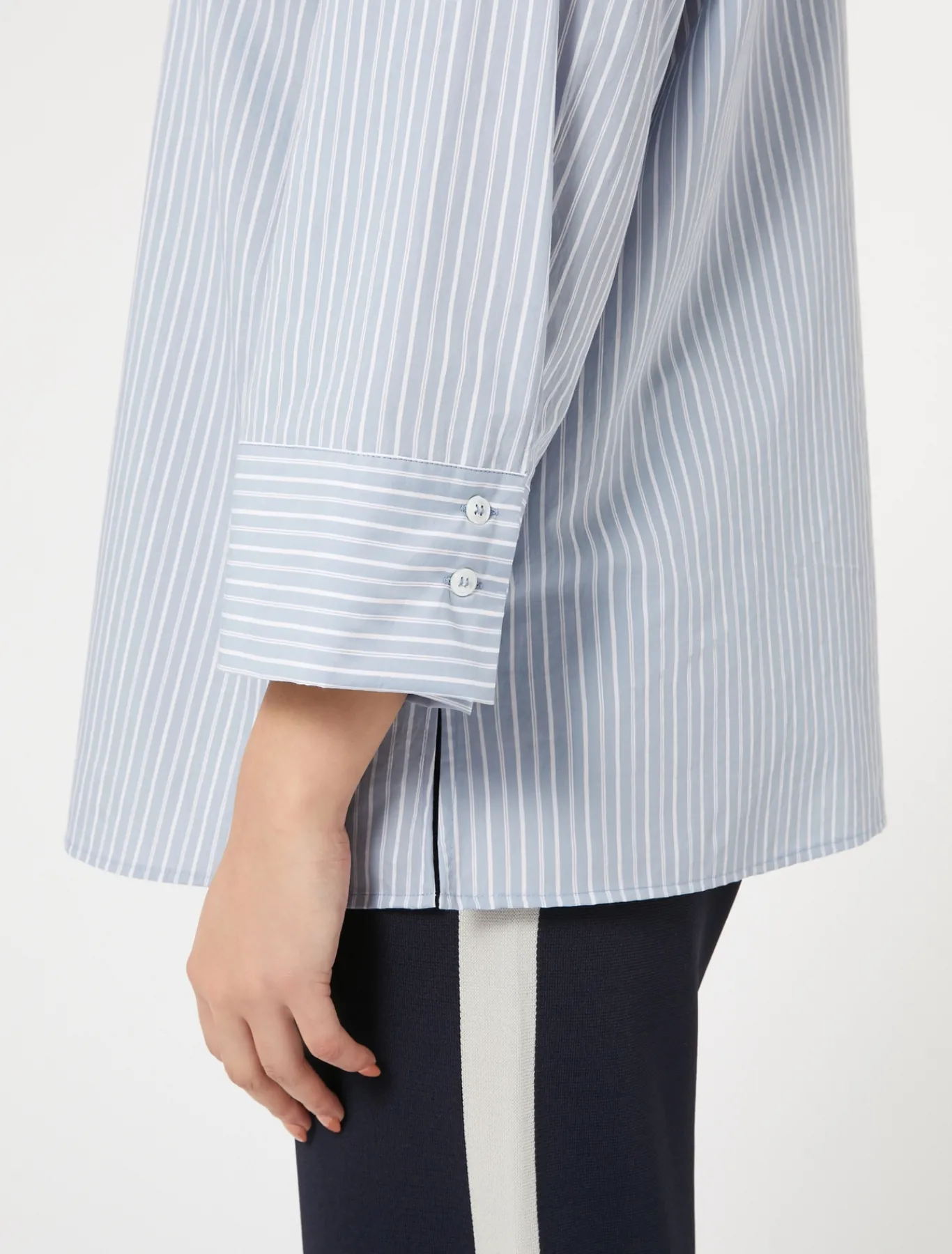 Marina Rinaldi Chemise en coton mélangé teint en fil GRISBLEU Discount
