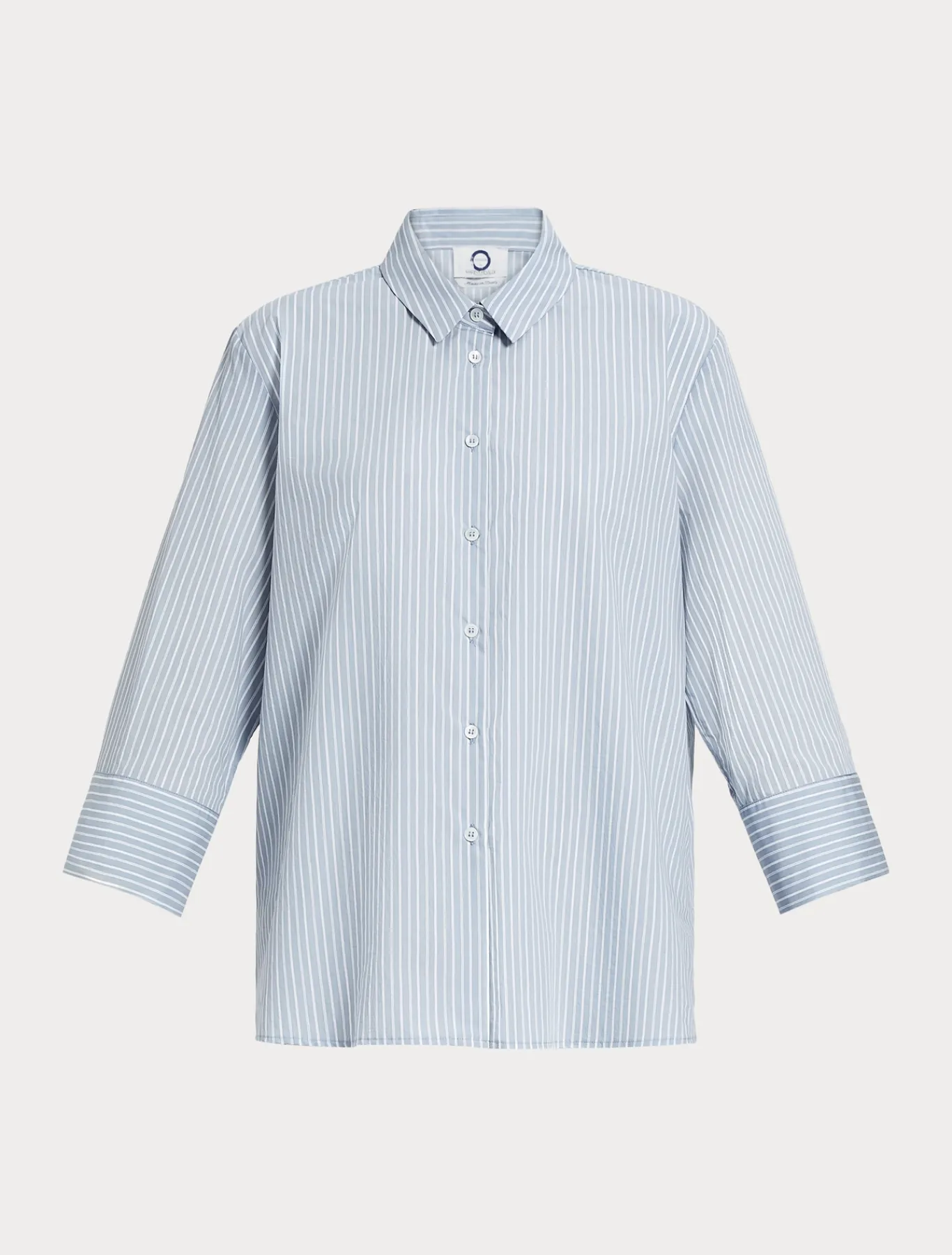 Marina Rinaldi Chemise en coton mélangé teint en fil GRISBLEU Discount