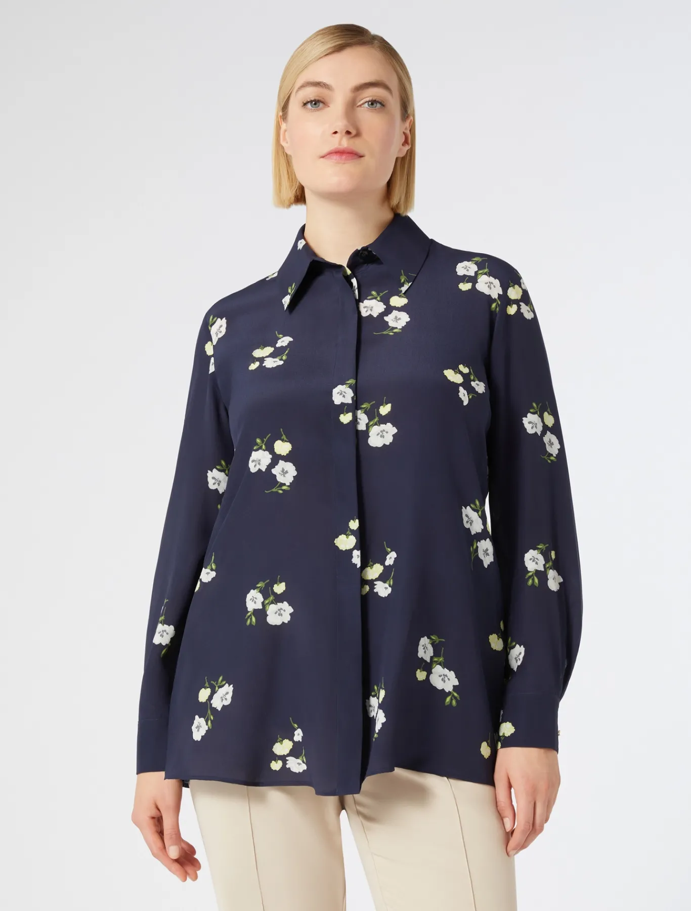 Marina Rinaldi Chemise en crêpe de Chine de soie BLEUNUIT Sale