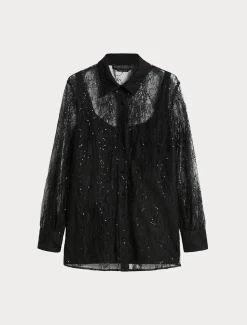 Marina Rinaldi Chemise en dentelle à paillettes NOIR Hot