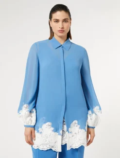 Marina Rinaldi Chemise en georgette et dentelle avec haut GRISBLEU Sale