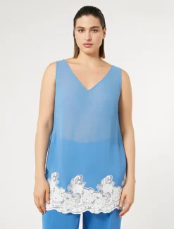 Marina Rinaldi Chemise en georgette et dentelle avec haut GRISBLEU Sale