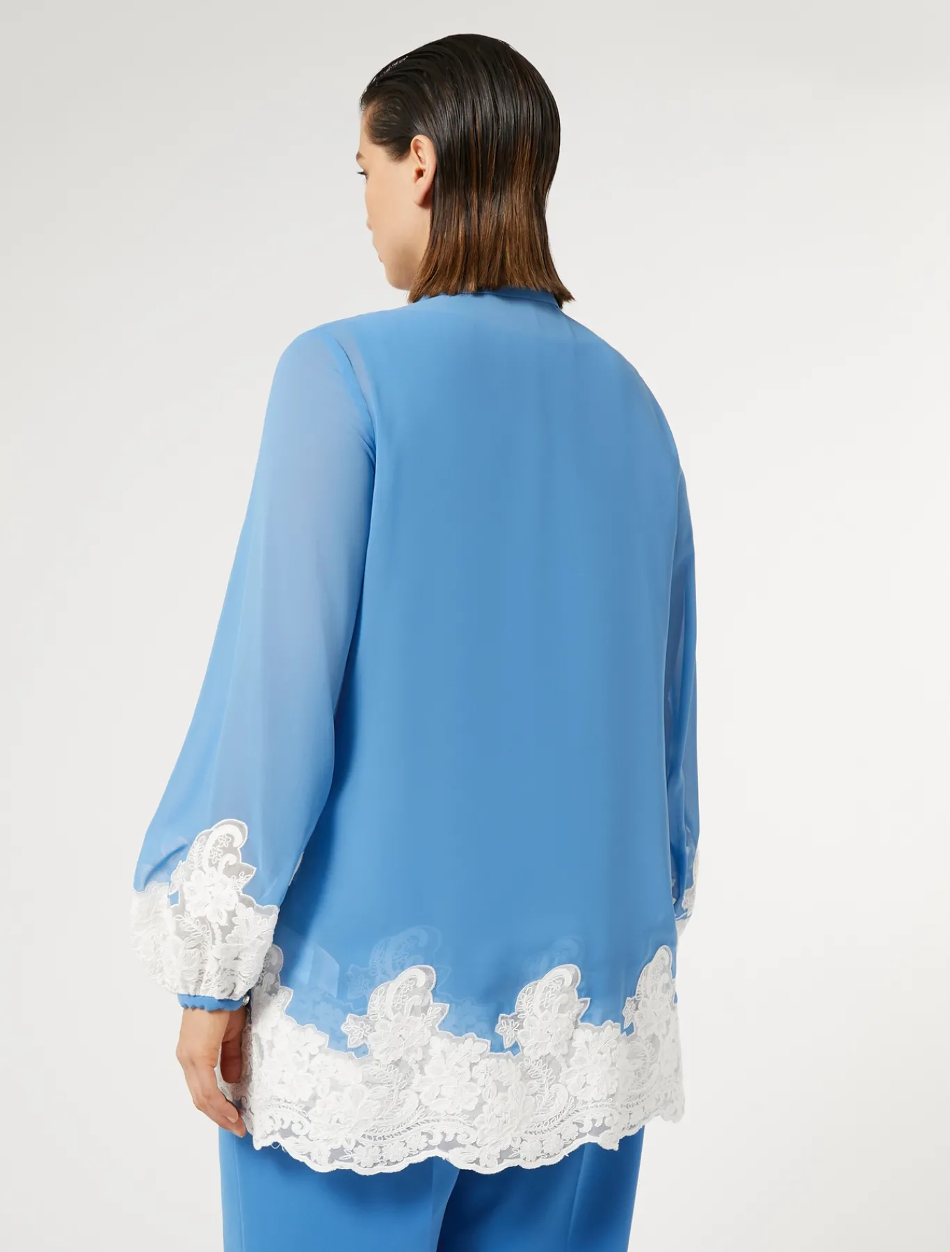 Marina Rinaldi Chemise en georgette et dentelle avec haut GRISBLEU Sale