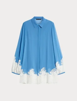 Marina Rinaldi Chemise en georgette et dentelle avec haut GRISBLEU Sale