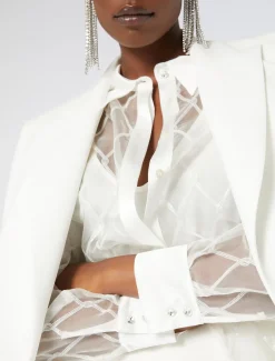 Marina Rinaldi Chemise en organza brodé BLANC Best