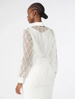 Marina Rinaldi Chemise en organza brodé BLANC Best