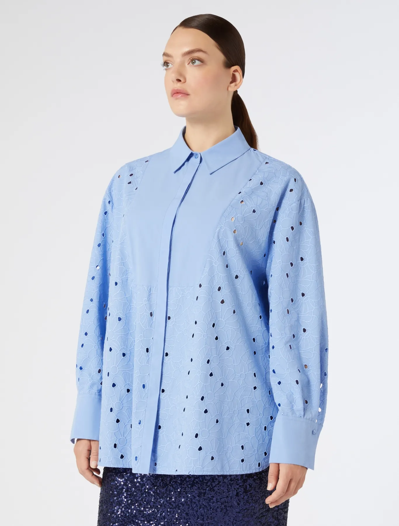 Marina Rinaldi Chemise en popeline brodée GRISBLEU Best