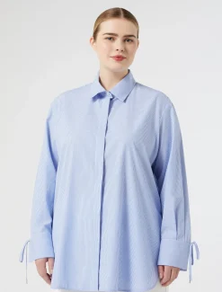 Marina Rinaldi Chemise en popeline de coton GRISBLEU Clearance